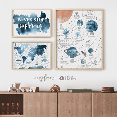 Navy Blue Map for Kids Nautical Nursery Art Printable World Etsy Canada