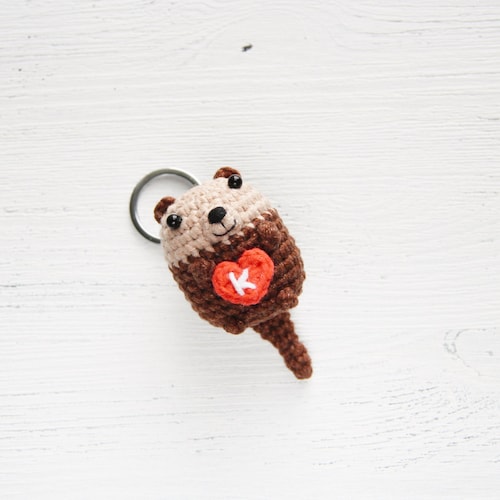 Personalized Otter Crochet Keychain Etsy