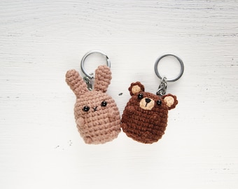 Bunny and bear Set of two keychains Cute friendship gift