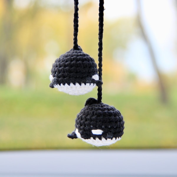 Crochet orca Car hanging charm New driver gift