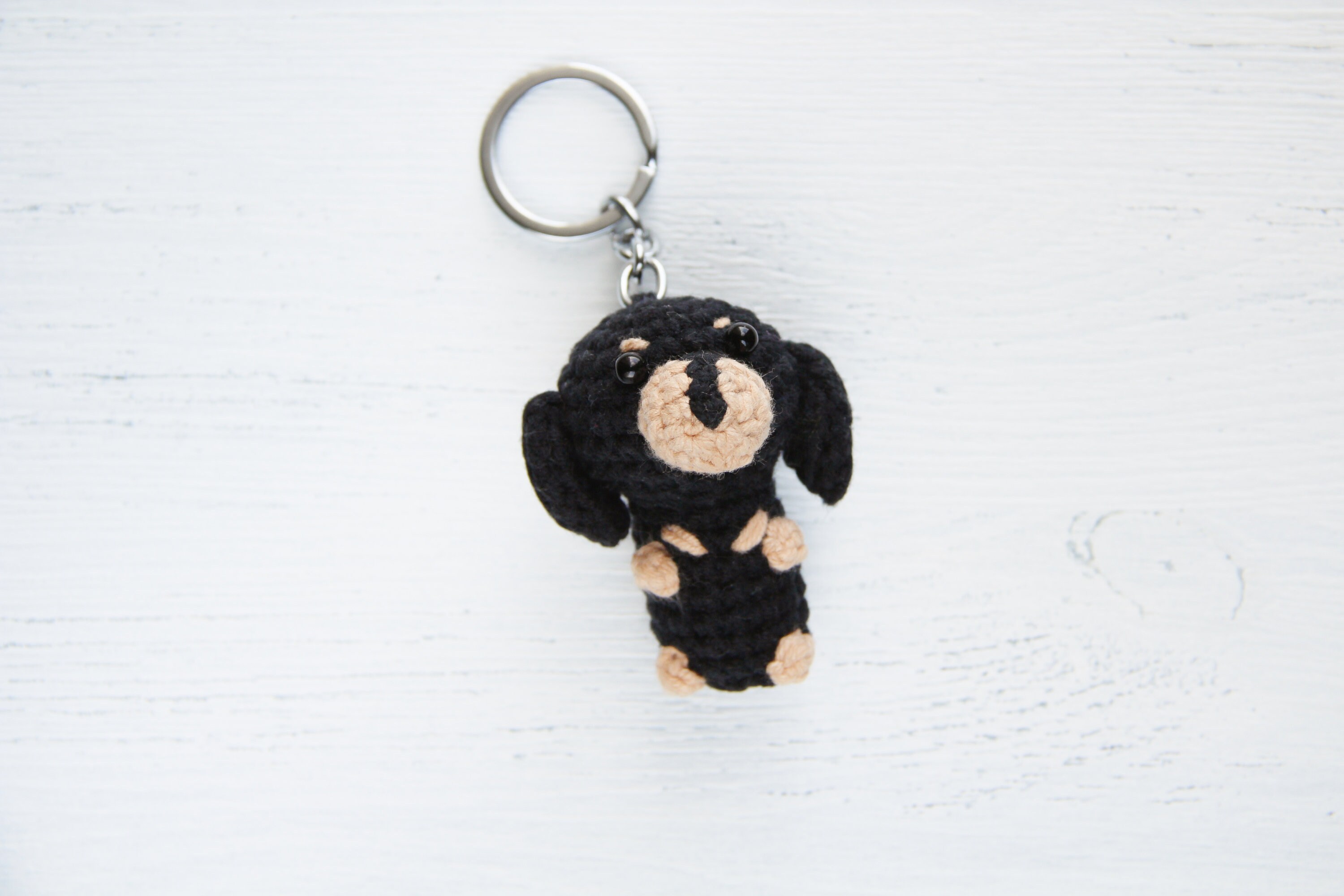 Sausage dog crochet keychain Black dachshund gift Wiener dog Etsy