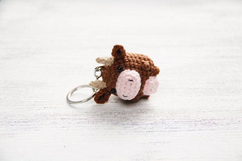 Mini Cow Amigurumi Keychain Etsy