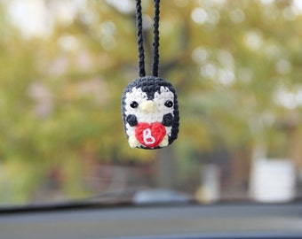 Penguin car ornament personalized rear view mirror decor