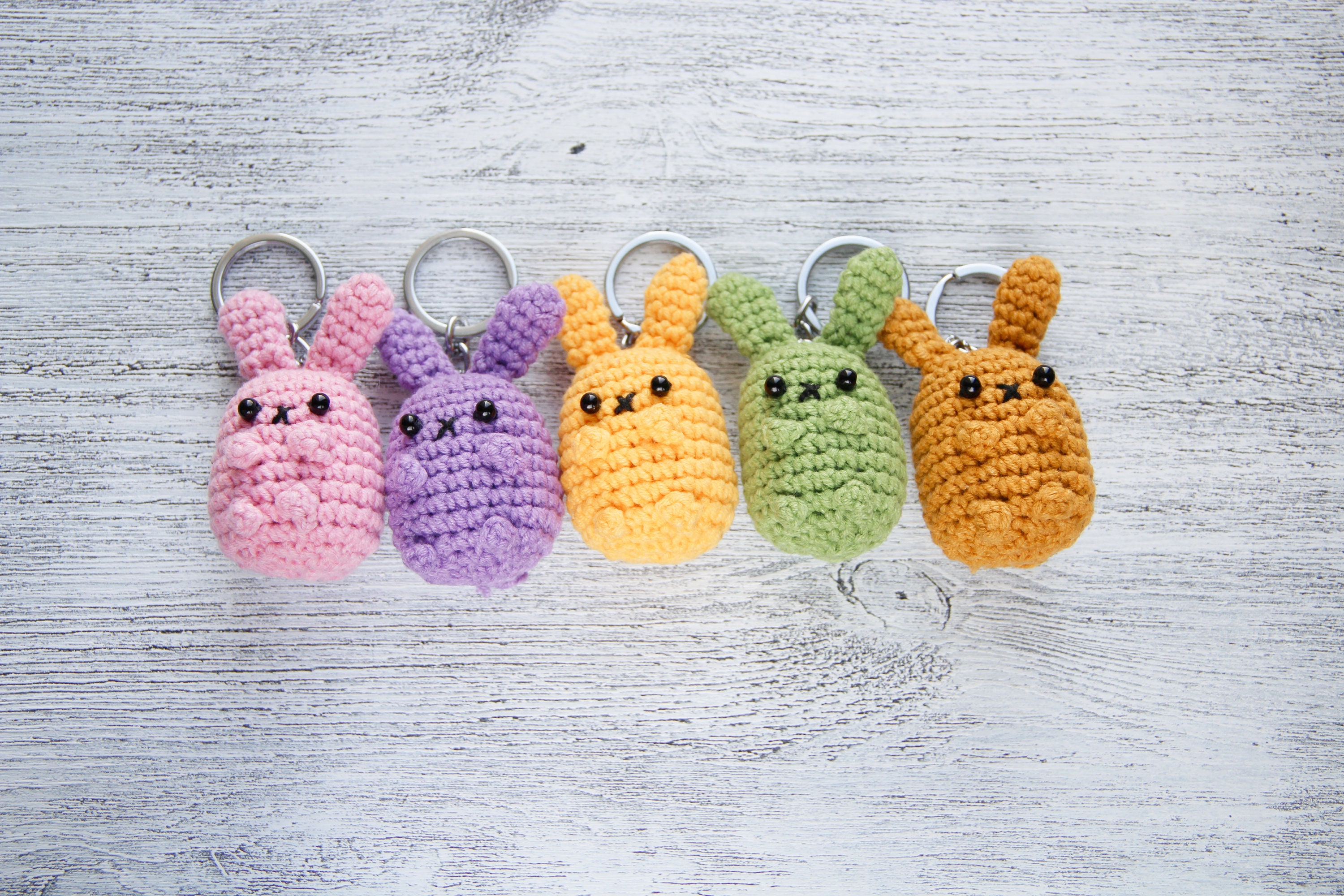 Bunny keyring Tiny crochet animal Colorful keychain Etsy