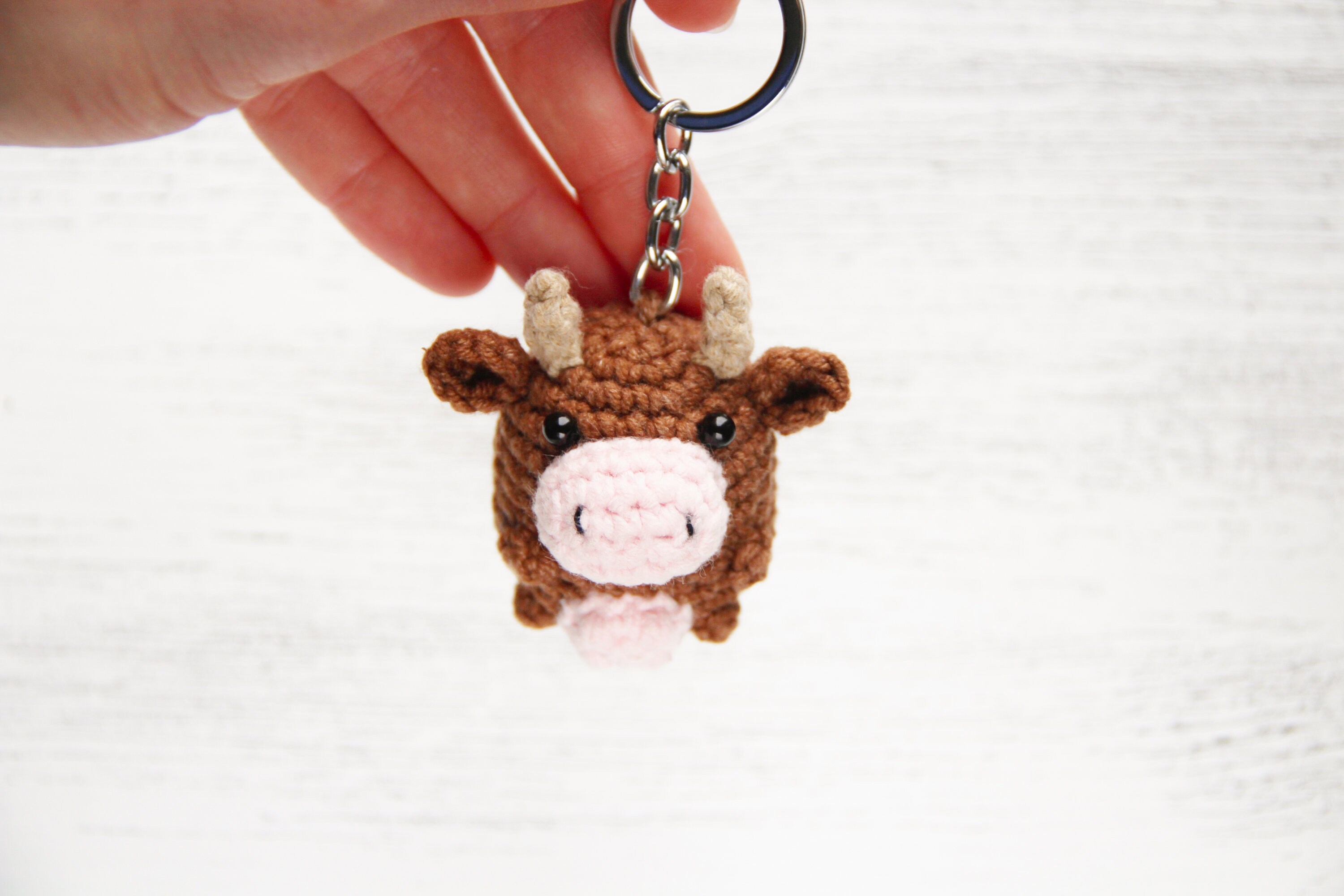 Mini cow amigurumi keychain Etsy