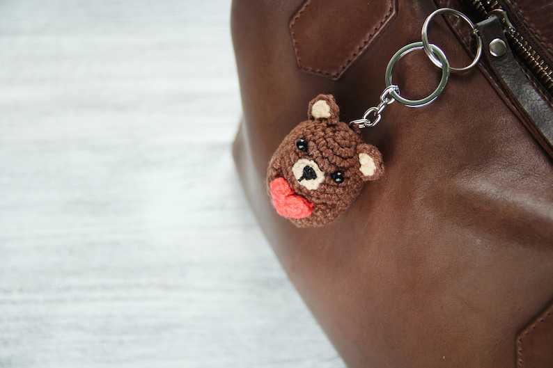 Tiny crochet bear soft animal keychain