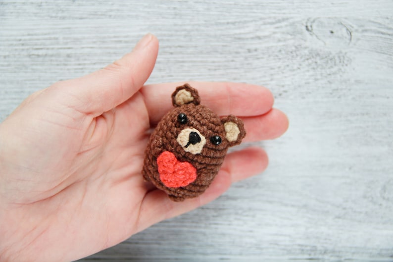 Tiny crochet bear soft animal keychain