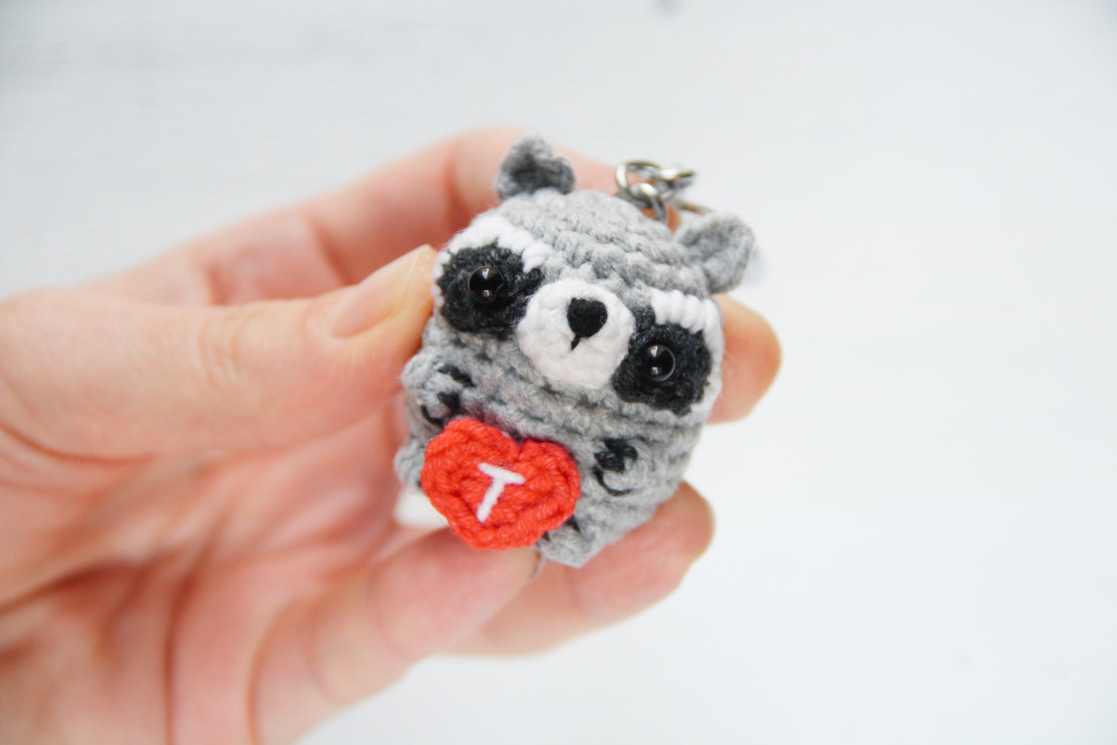 Personalized Raccoon Crochet Keychain - Etsy