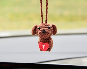 Chocolate labrador personalized rear view mirror charm