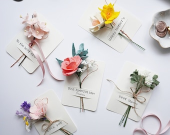 Filz Blumenstrauß Muttertagskarte für Mama und Oma mit personalisierter Nachricht, Dankeskarte für Krankenschwester Geschenk