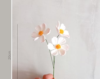 Mini flores de fieltro Cosmos para decoración otoñal, ramo de flores silvestres para la decoración del hogar en otoño, regalo de cumpleaños para ella, regalos de agradecimiento con Cosmos blancos artificiales