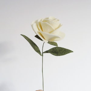 Wool blend felt rose stem,  Rustic wedding bouquet,  Wedding favors for guests, Rustic bridal shower favors,  2nd anniversary gift for wife