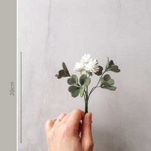 Mini Felt flower clover bouquet, Bridesmaid gift, Artificial flower Four leave clover, Good luck décor Housewarming gift, Mini flower garden