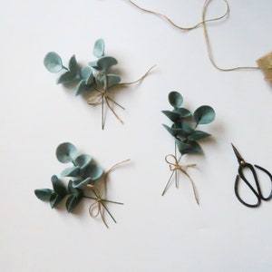 Eucalyptus Décor, Wrapping add on, Artificial greenery, A pair of  felt eucalyptus stems, Minimalist holiday décor, Sprig for gift wrapping