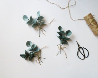 Eucalyptus Décor, Wrapping add on, Artificial greenery, A pair of  felt eucalyptus stems, Minimalist holiday décor, Sprig for gift wrapping