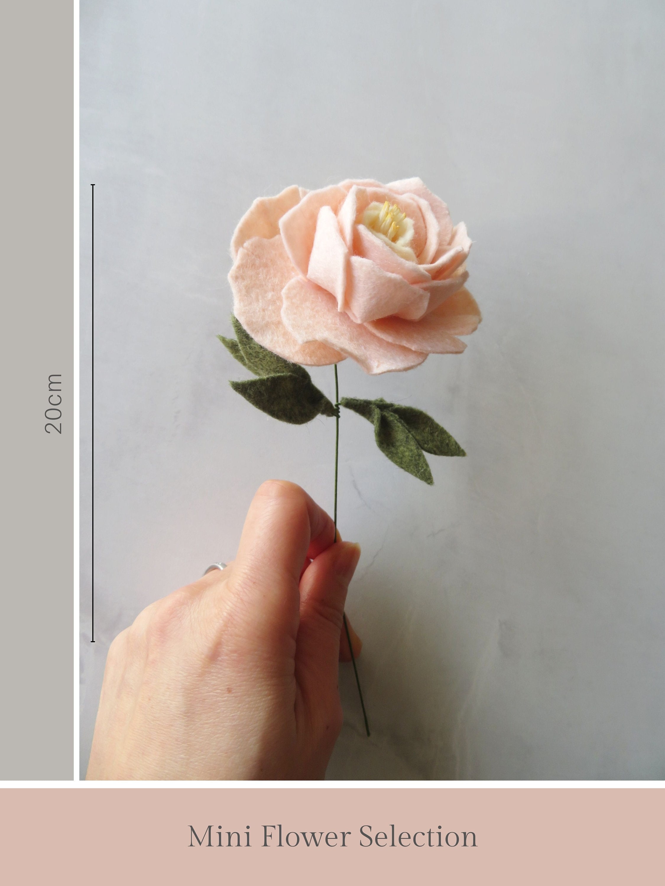 Mini Fleur de Feutre Pivoine, Bouquet Pivoine Laine Cadeau Du 7E Anniversaire Pour Femme, Faveurs Do