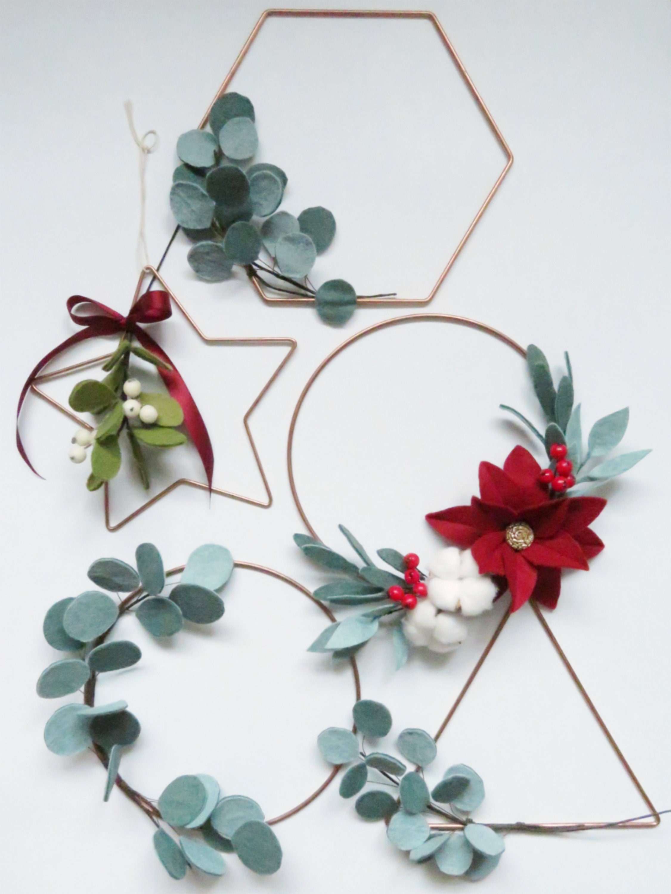 Silver Dollar Eucalyptus Wreath Hexagon Modern Felt Wreath Etsy UK