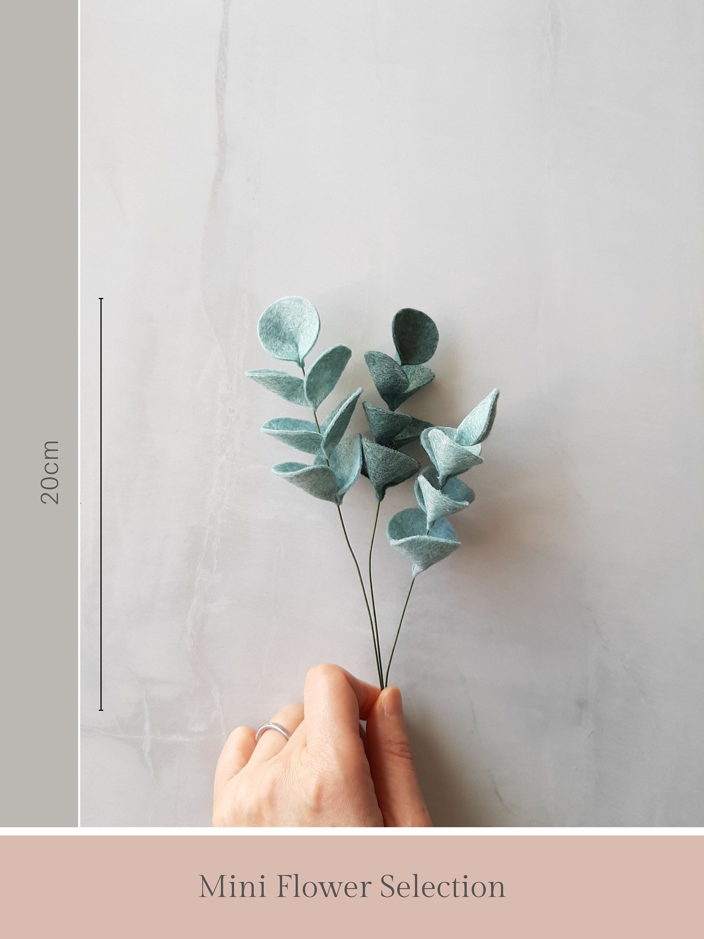 Mini eucalipto in feltro a stelo singolo, bouquet da sposa in eucalipto artificiale, composizione di bouquet di eucalipto, stelo verde regalo di arredamento minimalista