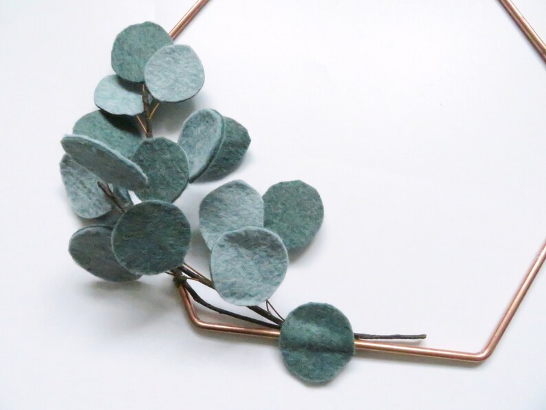 Silver Dollar Eucalyptus Wreath Hexagon Modern Felt Wreath Etsy UK