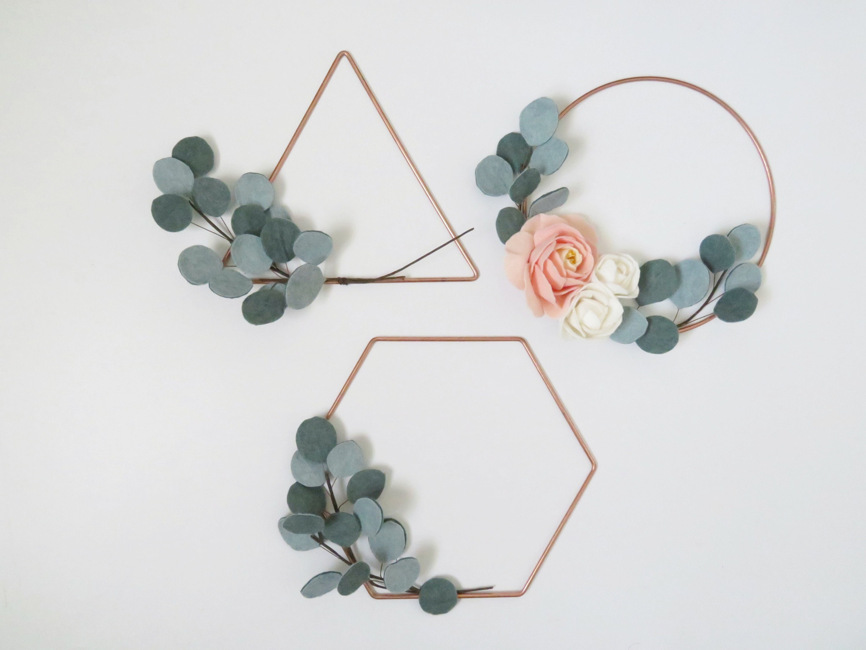 Silver Dollar Eucalyptus Wreath Hexagon Modern Felt Wreath Etsy UK