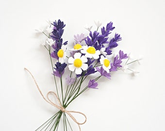 Felt Wildflower Lavender Bouquet, Girl nursery decor, wildflower wedding bouquet favour for gests, Small boho flower arrangement gift