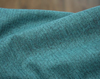 Flanell - Webstoff - Baumwolle - Shetland Herringbone - Ocean