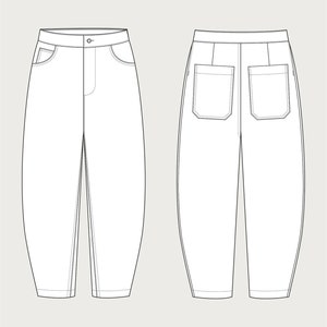 Sewing Pattern // The Assembly Line // Barrel-Leg Trousers XS-L or XL-3XL image 8