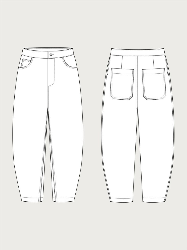 Sewing Pattern // The Assembly Line // Barrel-Leg Trousers XS-L or XL-3XL image 8