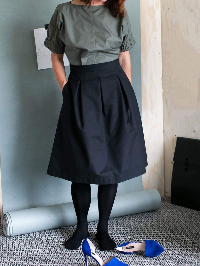 Sewing Pattern Women The Assembly Line Three Pleat Skirt XS-L or XL-3XL image 3