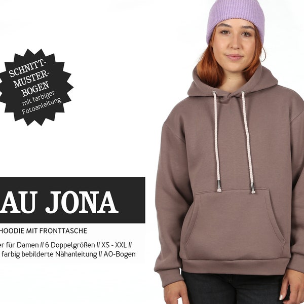 Schnittmuster - Damen - Schnittreif - Frau Jona - oversized Hoodie mit Fronttasche