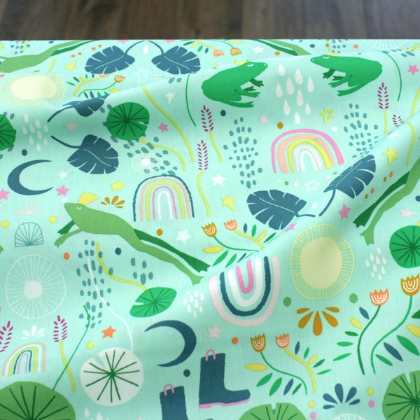 Webstoff - Baumwolle - Art Gallery Fabrics - Rain or Shine - Frog Song Sunrise