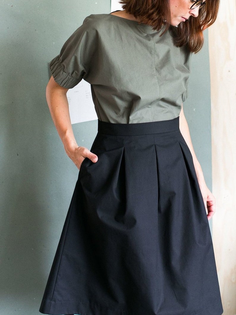 Sewing Pattern Women The Assembly Line Three Pleat Skirt XS-L or XL-3XL image 1