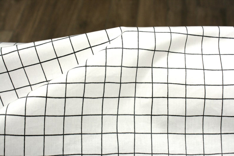 Coated fabric oilcloth cotton TPU coated check black white image 3