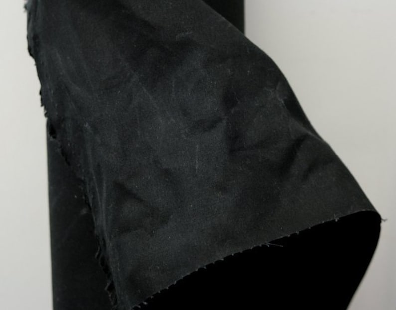 Oilskin woven fabric waxed cotton black | Etsy