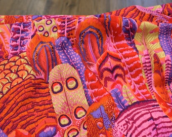 Tissu tissé - Coton - Kaffe Fassett - Plumes - Rouge