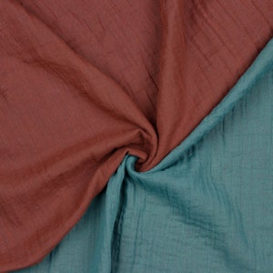 Double-sided organic double gauze // Rouge-Green image 3