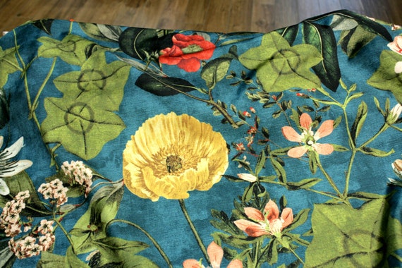 Velvet Interior Fabric Decorative Fabric Passiflora Etsy