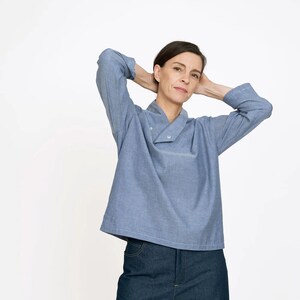 Sewing Pattern // The Assembly Line // Wrap Collar Shirt XS-L or XL-3XL Unisex