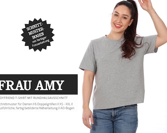 Sewing Pattern - Women - Ready to Cut - Ms. Amy - Boyfried T-shirt with crew neck