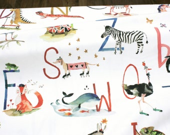 Cotton - interior fabric - decorative fabric - woven fabric - animal alphabet