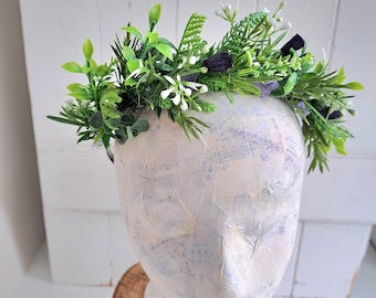 Scottish Thistle and foliage hairband - faux flowers wedding hair wreath
