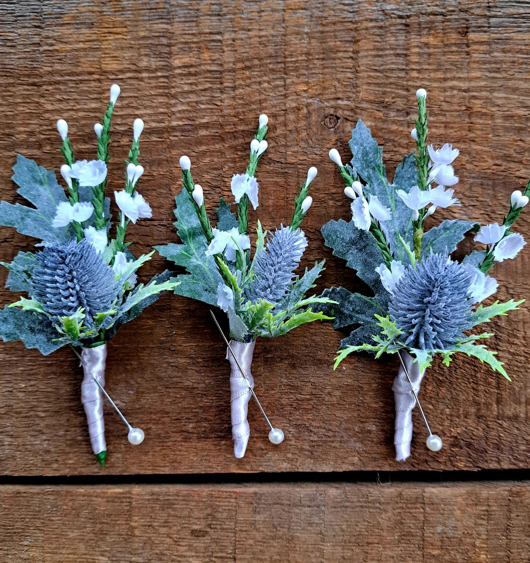 Scottish Thistle & Heather Buttonhole Etsy
