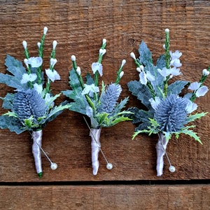 Boutonnière chardon d&#39;Ecosse et bruyère