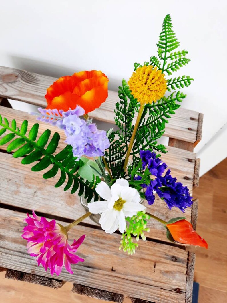 Jam Jar of Bright Faux Flowers in Faux Water Etsy UK