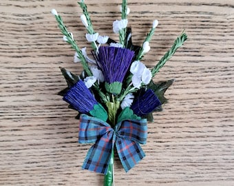 Scottish thistle & heather buttonhole