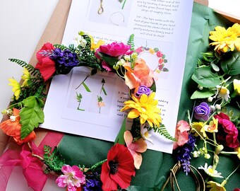 Flower crown kit Fairground attraction bright artificial flowers