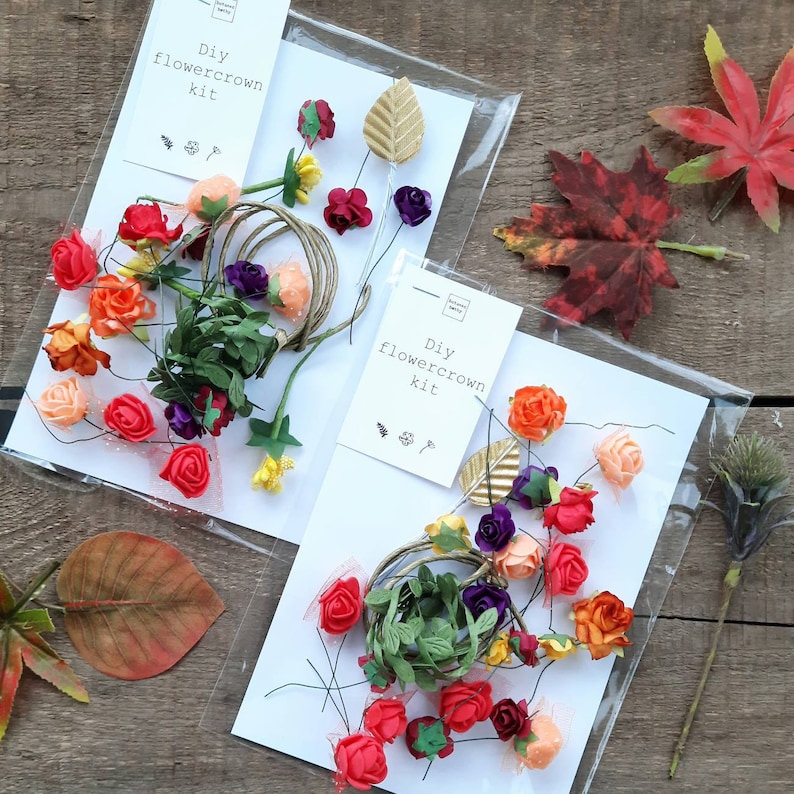 DIY flowercrown kit mixed colours ages 8 FREE kit with 10 purchased Autumnal