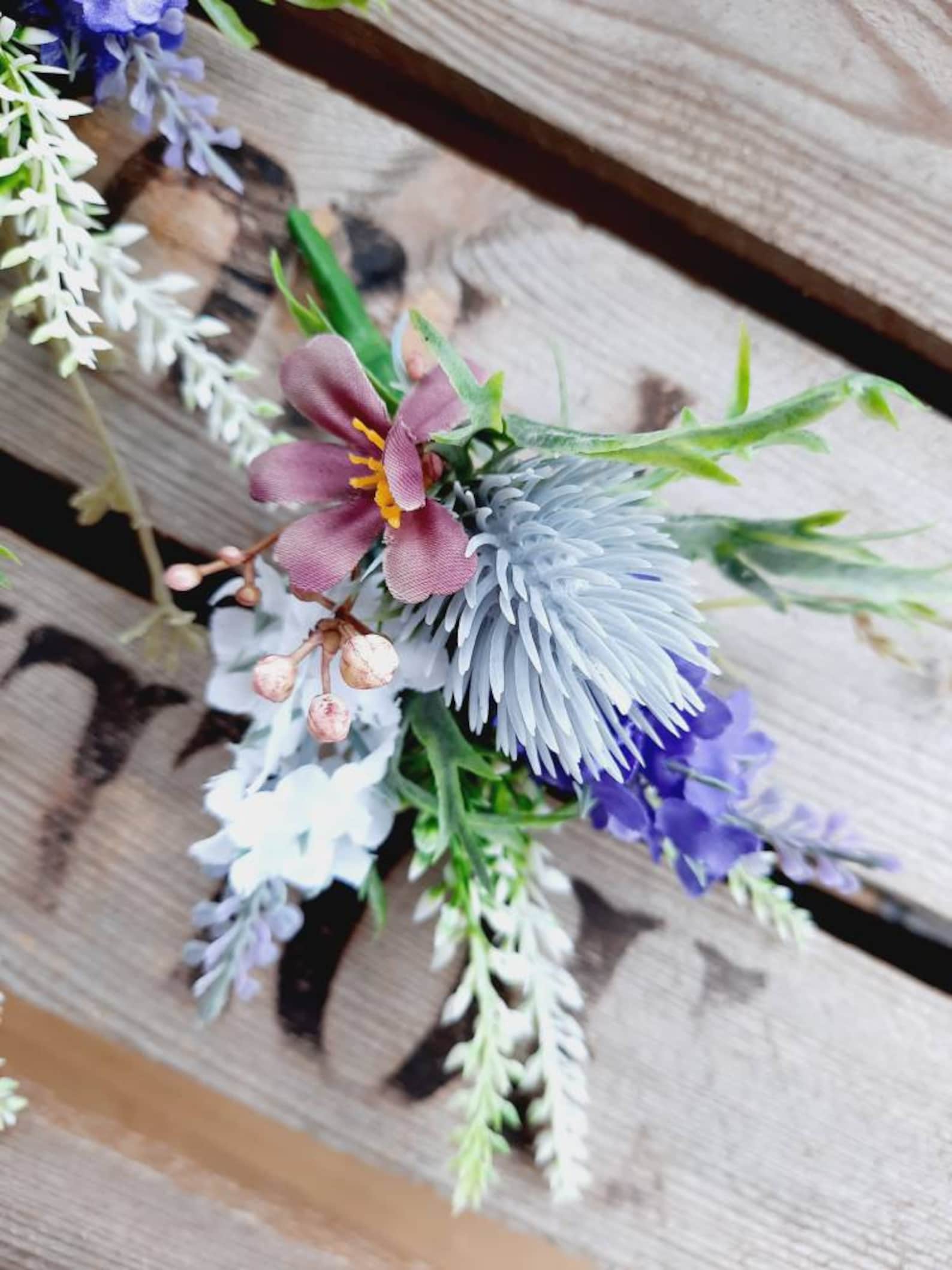 Thistle & heather artificial flowers cake spray Etsy