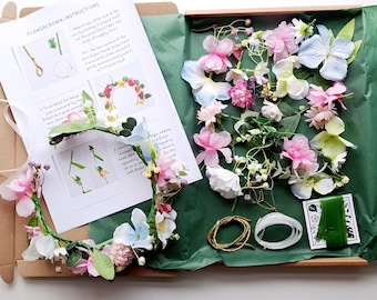 Flower crown kit Summer days pastel artificial flowers