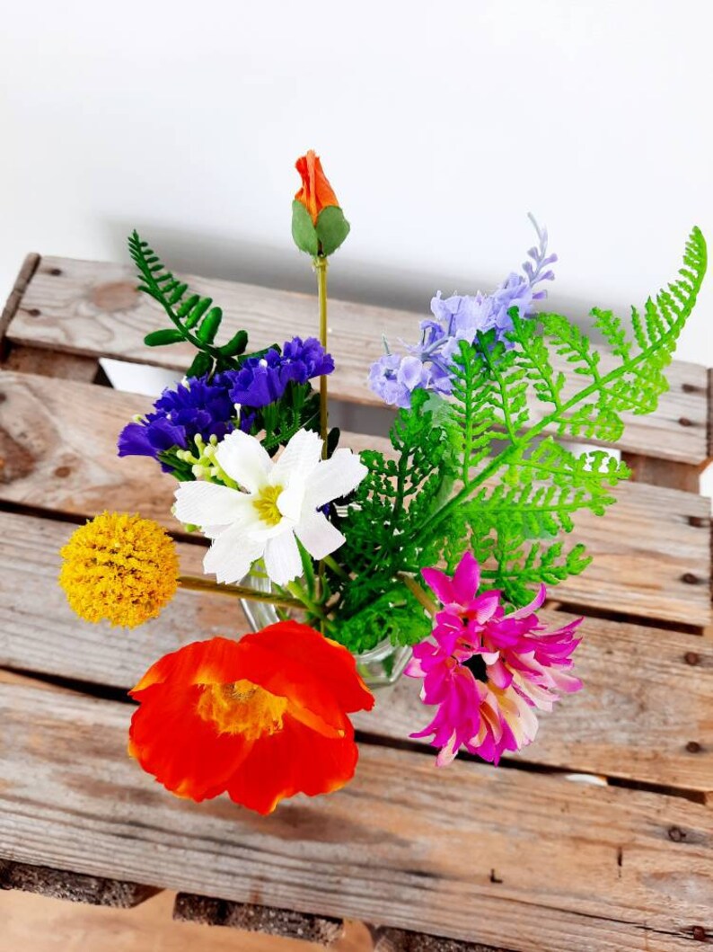 Jam Jar of Bright Faux Flowers in Faux Water Etsy UK